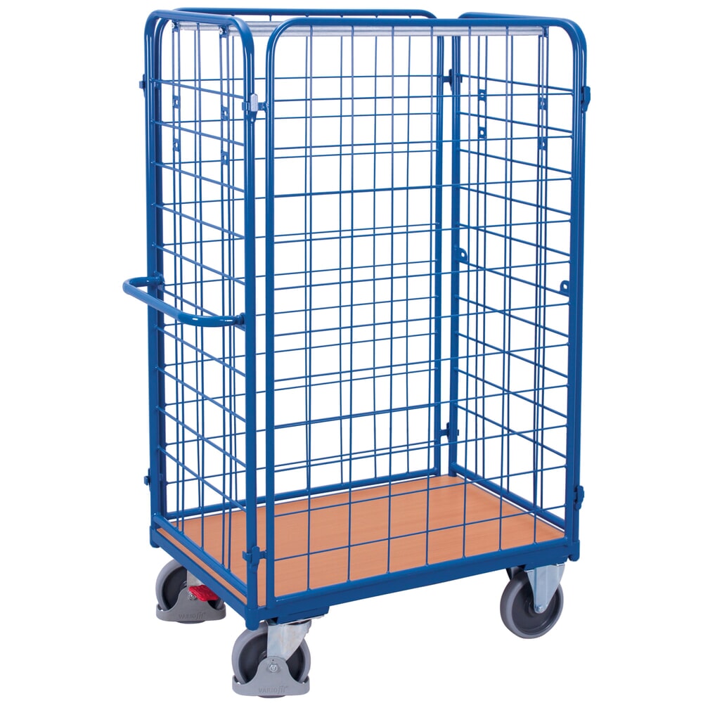 N° de l'image du produit 1 : VARIOfit® 4-seitiger Rollbehälter, 4 Gitterwände, variable Einlegeböden, EasySTOP®-Bremssystem, HxBxT 1780 mm x 1040 mm x 540 mm, enzianblau