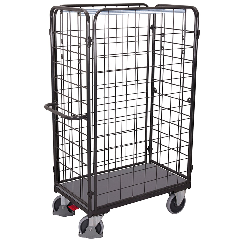 Illustration du produit: VARIOfit® 4-seitiger Rollbehälter, 4 Gitterwände, variable Einlegeböden, EasySTOP®-Bremssystem, HxBxT 1780 mm x 1040 mm x 540 mm, anthrazitgrau