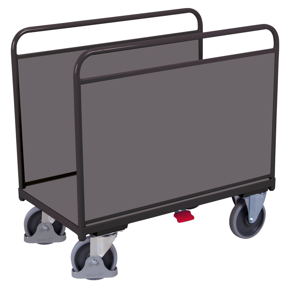 N° de l'image du produit 1 : VARIOfit® Seitenbügel-Magazinwagen, Holzwerkstoff-Ladefläche, HxBxT 1045 mm x 1060 mm x 600 mm, anthrazitgrau