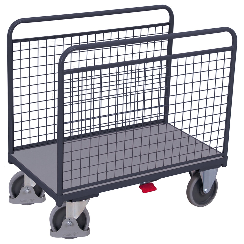 N° de l'image du produit 1 : VARIOfit® Seitenbügel-Magazinwagen, Drahtgitterwände, HxBxT 1045 mm x 1060 mm x 600 mm, anthrazitgrau