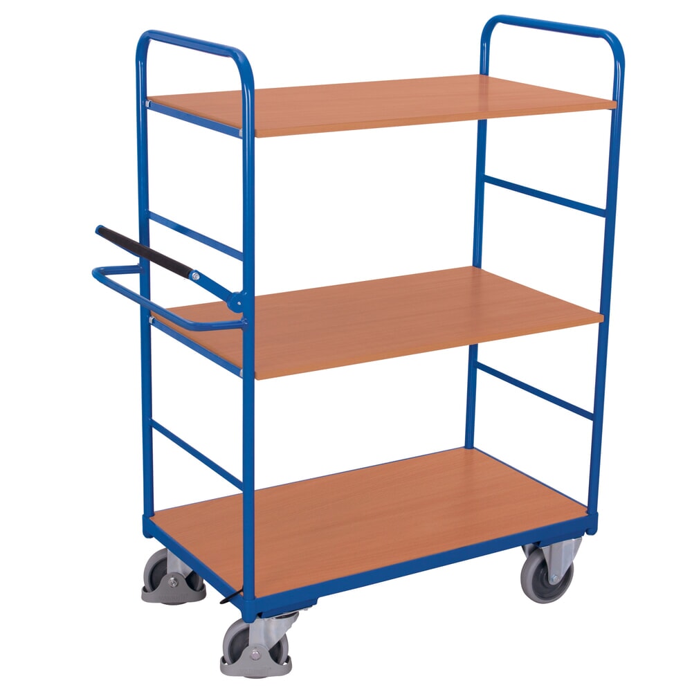 N° de l'image du produit 1 : VARIOfit® Etagenwagen, Totmannbremse, 2 Etagen, HxBxT 1530 mm x 1195 mm x 600 mm, enzianblau