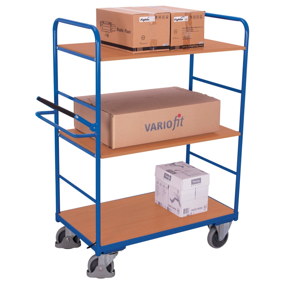 N° de l'image du produit 3 : VARIOfit® Etagenwagen, Totmannbremse, 2 Etagen, HxBxT 1530 mm x 1195 mm x 600 mm, enzianblau