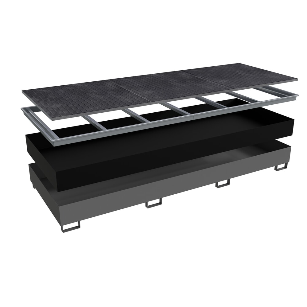 Produktabbildung Nr. 2: Bauer® Stahl-Auffangwanne RW-GR 3600-3 PE, lackiert, mausgrau