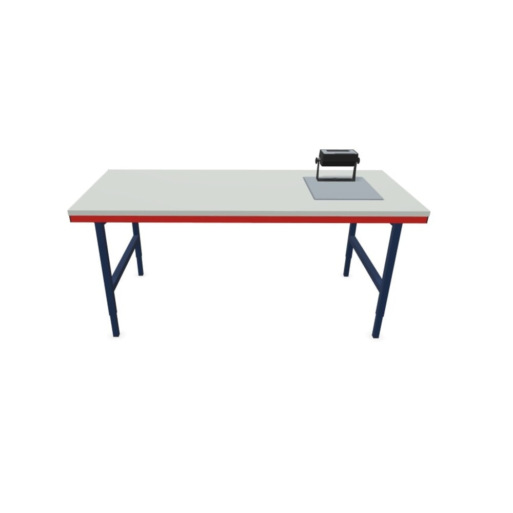 Produktabbildung: Rocholz Manuell höhenverstellbarer Packtisch SYSTEM 2000 mit Waage bis 60 kg, nicht eichfähig, HxBxT 690-960 x 2.000 x 920 mm