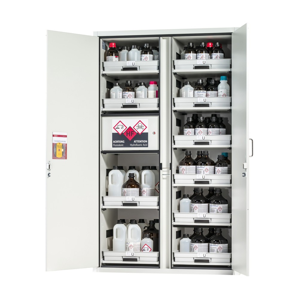 Produktabbildung Nr. 1: asecos® Classic Acid and Solution Armoire HxLxP 1,965 x 1,197 x 603 mm 11x Rallonge d'Tablette avec plateau en PP, 1x Compartiment intégré avec Plateau en PE, Gris Light