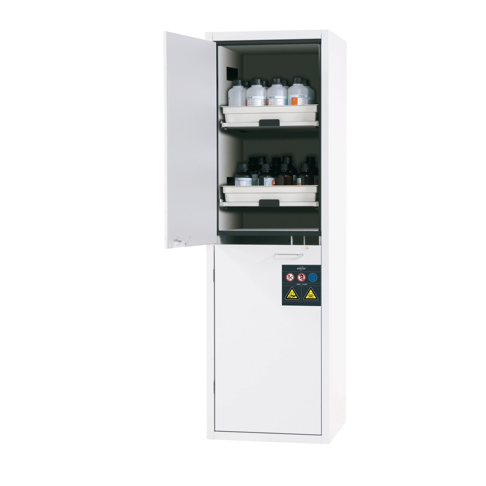 Produktabbildung Nr. 1: asecos® Classic Acid and Liquor Armoire HxLxP 1,965 x 597 x 603 mm 4 extensions d'Tablette avec plateau en PP Blanc