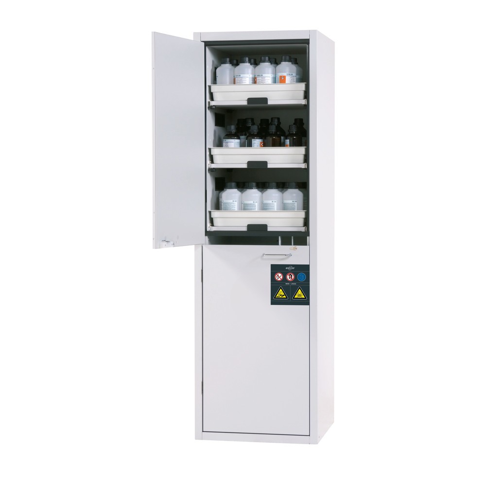 Produktabbildung Nr. 1: asecos® Classic Acid and Solution Armoire HxLxP 1,965 x 597 x 603 mm 6 extensions d'Tablette avec plateau en PP Gris Light