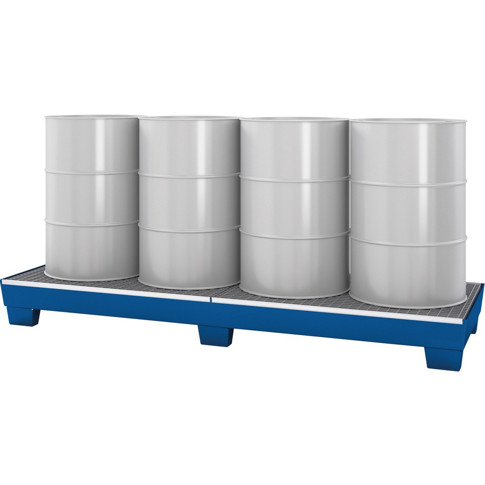 Produktabbildung: asecos® Auffangwanne aus Stahl, mit Fusskonstruktion, 4x 200 l, HxBxT 250 x 815 x 2.470 mm, enzianblau