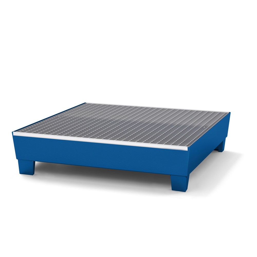Produktabbildung: asecos® Auffangwanne aus Stahl, mit Fusskonstruktion, 4x 200 l, HxBxT 285 x 1.210 x 1.240 mm, enzianblau