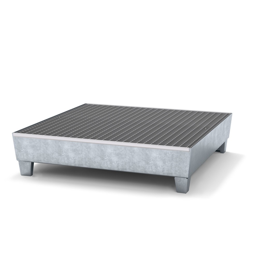 Produktabbildung: asecos® Auffangwanne aus Stahl, mit Fusskonstruktion, 4x 200 l, HxBxT 285 x 1.210 x 1.240 mm, verzinkt