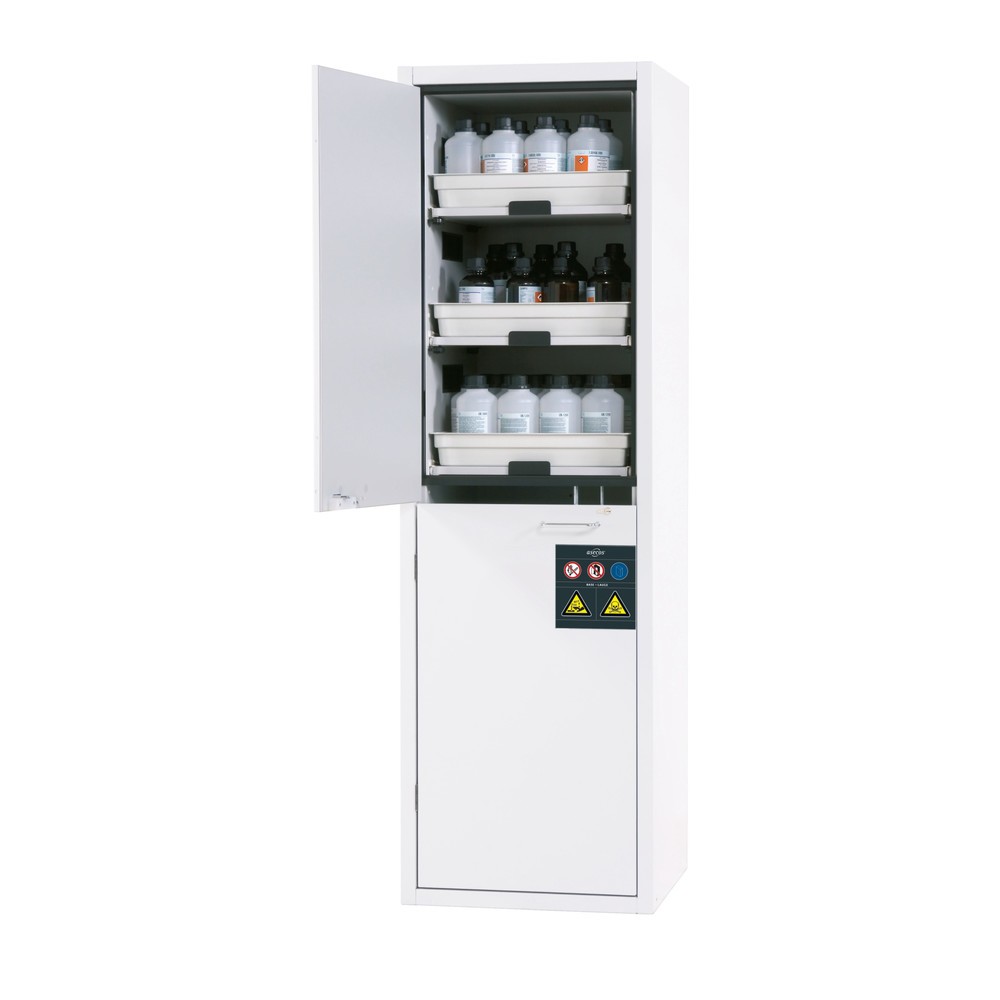 Produktabbildung Nr. 1: asecos® Säuren- u. Laugenschrank CLASSIC, HxBxT 1.965 x 597 x 603 mm, 6x Tablarauszug mit PP-Wanne, laborweiss