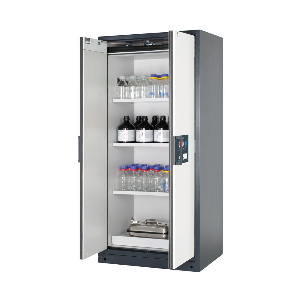 Produktabbildung: asecos® Sicherheitsschrank Q-PEGASUS/Typ 90, 3 Fachböden, HxBxT 1.953 x 893 x 615 mm, reinweiss