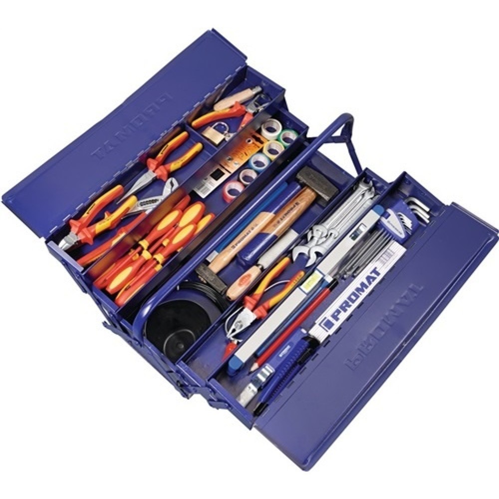 Illustration du produit: Assortiment d'outils 66 pièces dans mallette en plastique pour électricien