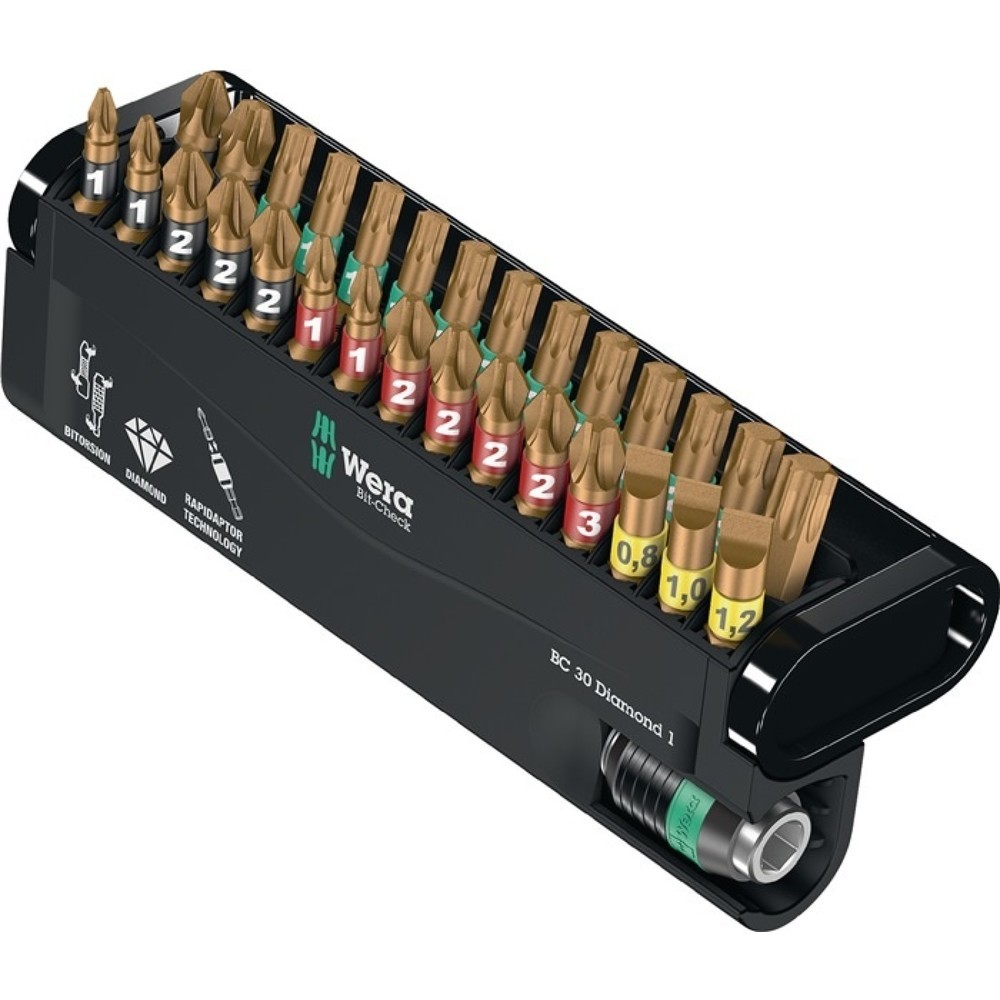 Illustration du produit: Assortiment d'embouts Bit-Check Diamond 1 30 pièces fente/PH/PZD/TX WERA