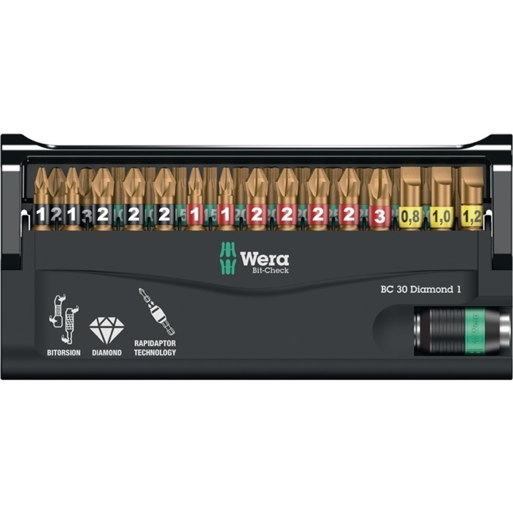 Produktabbildung Nr. 2: Assortiment d'embouts Bit-Check Diamond 1 30 pièces fente/PH/PZD/TX WERA