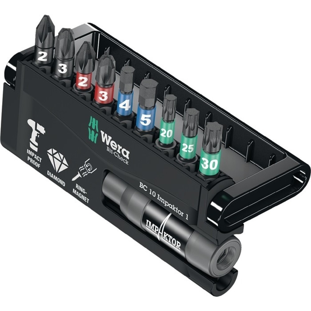 Illustration du produit: Assortiment d'embouts Bit-Check 6 Impaktor 1 6 pièces PH/PZD/T WERA