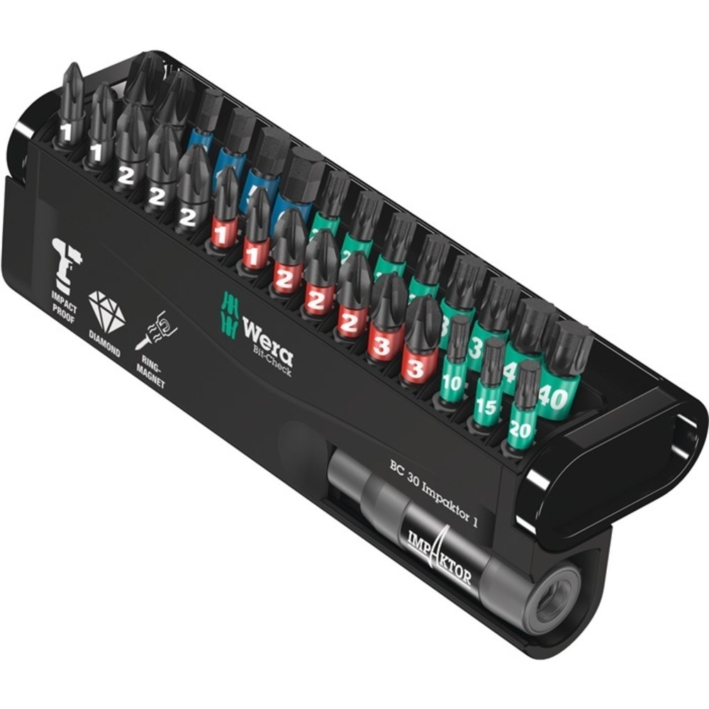 N° de l'image du produit 2 : Assortiment d'embouts Bit-Check 30 Impaktor 1 30 pièces PH/PZD/T/6pans porte-out