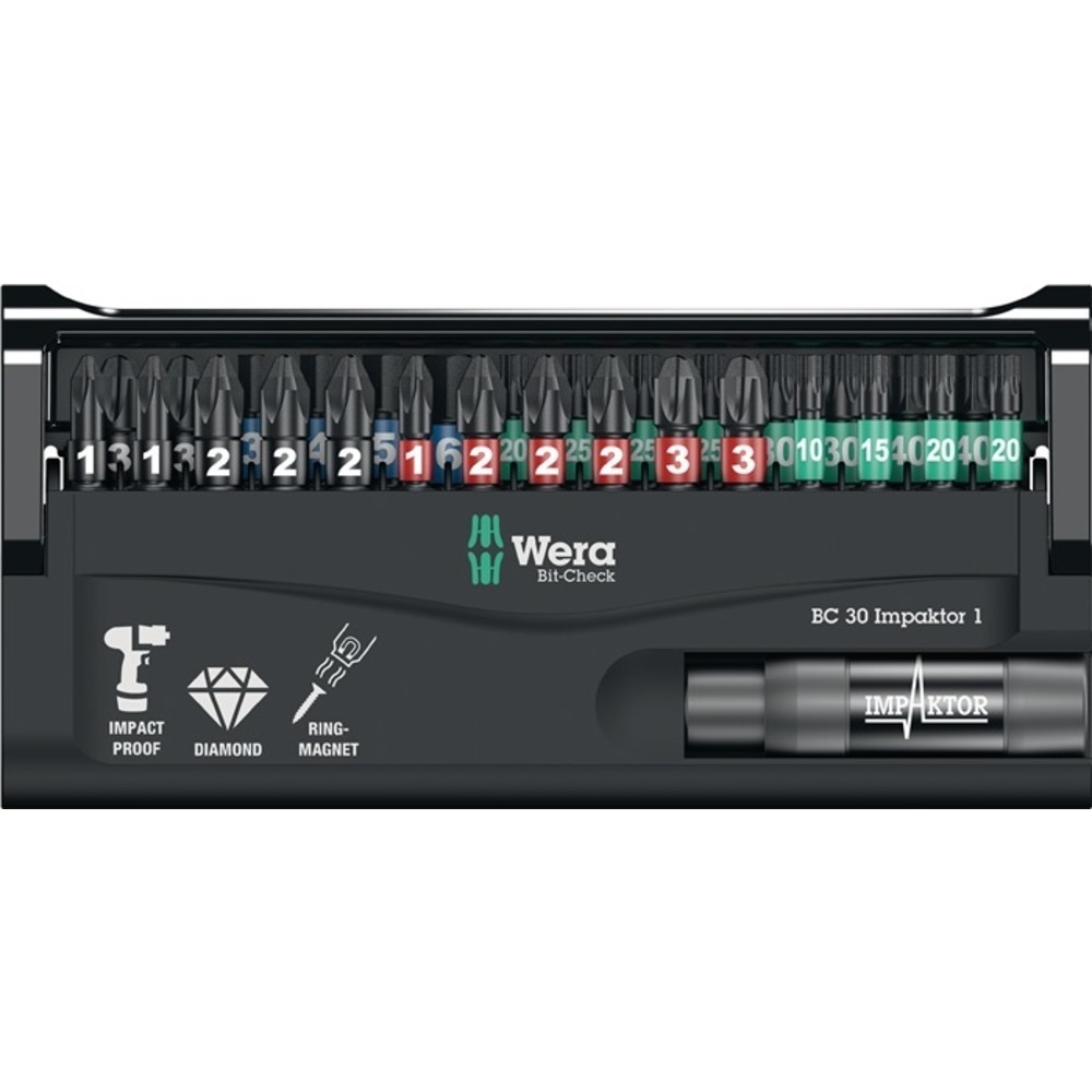 N° de l'image du produit 3 : Assortiment d'embouts Bit-Check 30 Impaktor 1 30 pièces PH/PZD/T/6pans porte-out