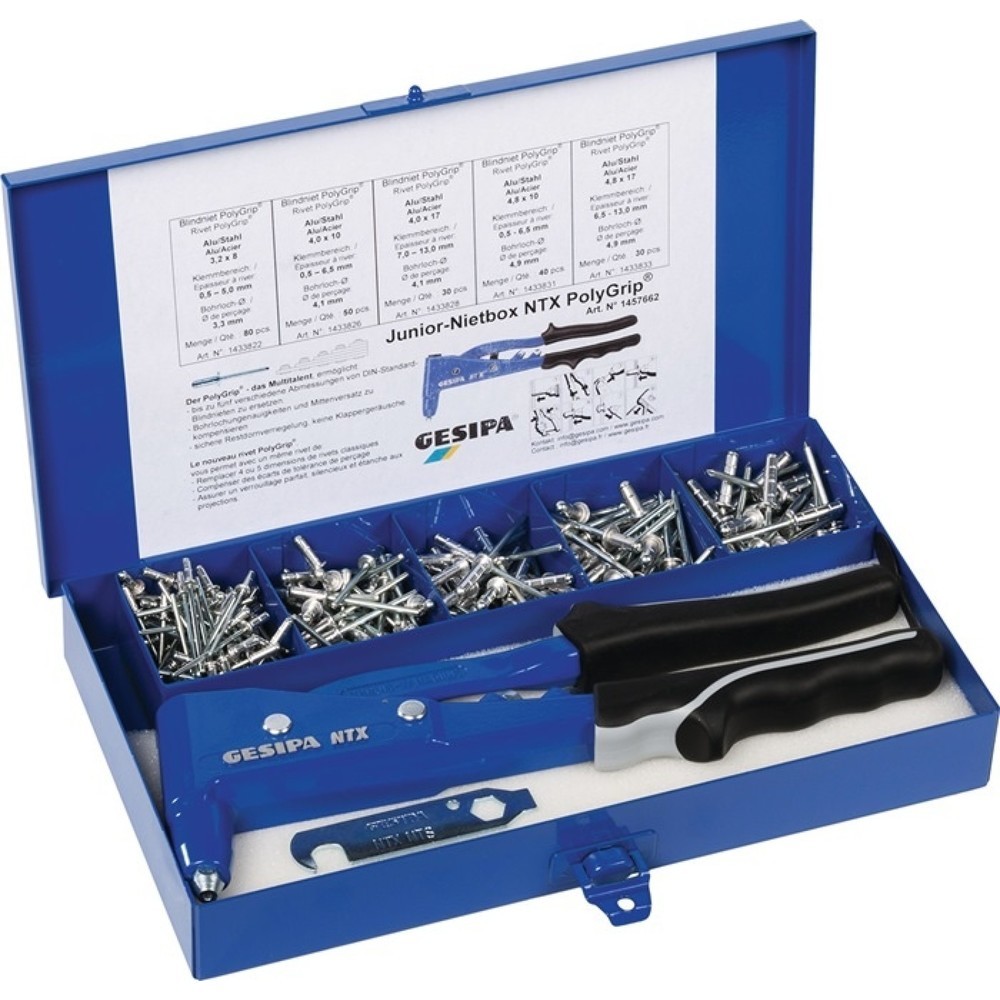 Illustration du produit: Assortiment de rivets POP Junior-Nietbox PolyGrip® 352 pièces dans mallette en t