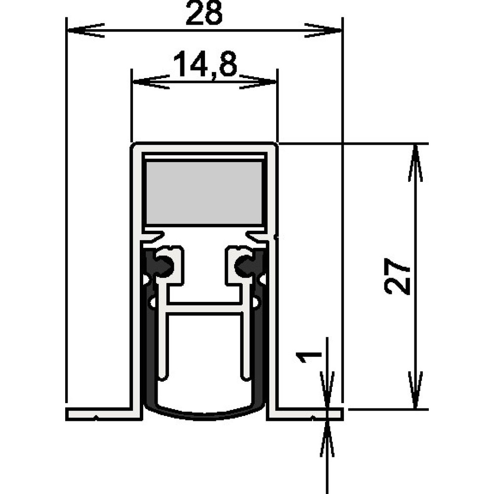 Illustration du produit: ATHMER Türdichtung Schall-Ex® DUO L-15/28 OS 1-404, Aluminium silberfarben eloxiert, 2-seitig Länge 958 mm, Holztüren