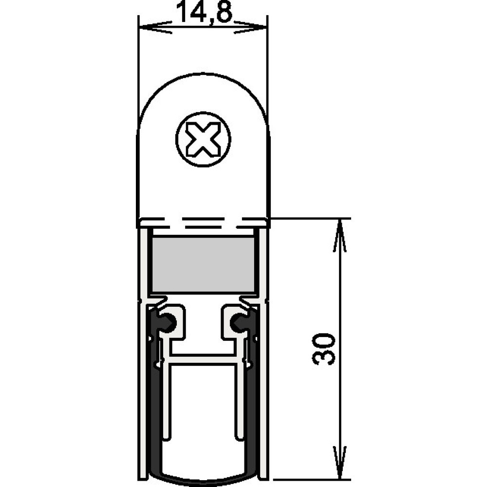Illustration du produit: ATHMER Türdichtung Schall-Ex® DUO L-15 WS 1-382, Aluminium silberfarben eloxiert, 2-seitig Länge 833 mm, Holztüren