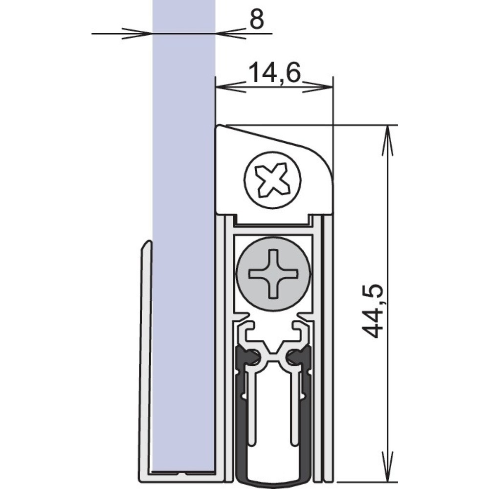 Illustration du produit: ATHMER Türdichtung Schall-Ex® GS-8 1-407, Aluminium silberfarben eloxiert, 1-seitig Länge 958 mm, Glastüren