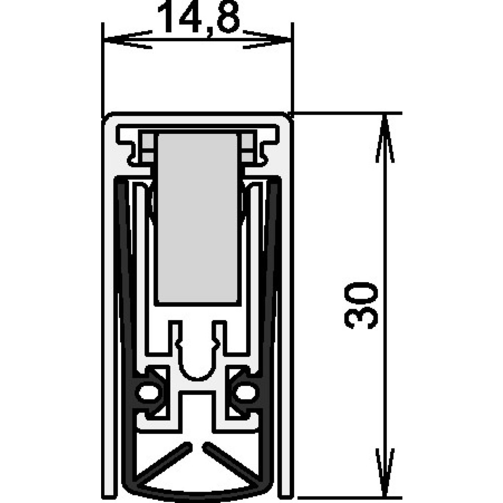 Illustration du produit: ATHMER Türdichtung Schall-Ex® L-15/30 WS 1-880, Aluminium silberfarben eloxiert, 1-seitig Länge 1208 mm, Holztüren