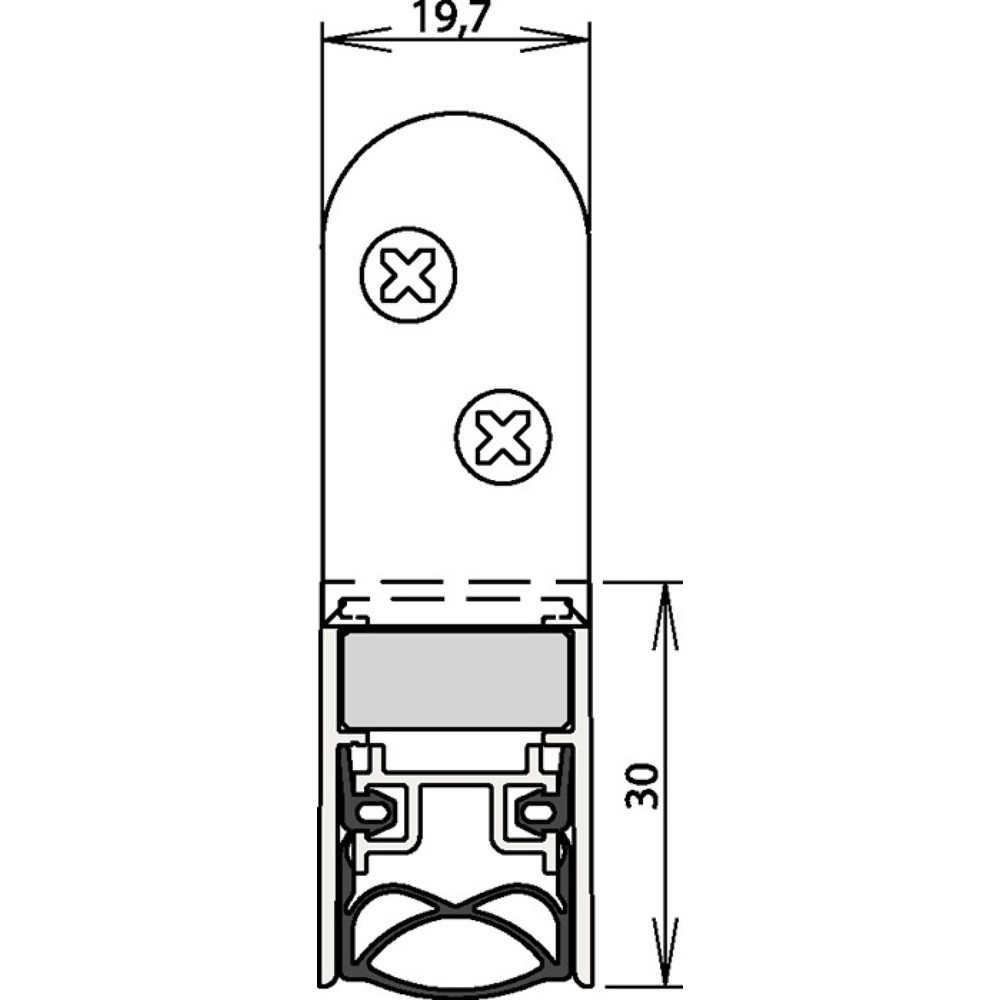 Illustration du produit: ATHMER Türdichtung Schall-Ex® Ultra WS 1-290, Aluminium silberfarben eloxiert, 2-seitig Länge 833 mm, Holztüren