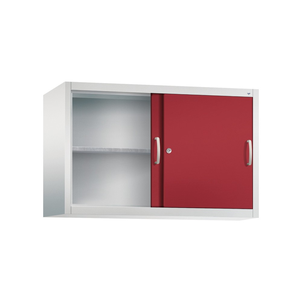 Produktabbildung Nr. 2: Aufsatzschrank für C+P Werkstatt-Schiebetürenschrank, 1 Fachboden, HxBxT 790 x 1.200 x 400 mm, rubinrot, lichtgrau