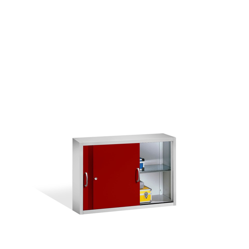 Produktabbildung Nr. 3: Aufsatzschrank für C+P Werkstatt-Schiebetürenschrank, 1 Fachboden, HxBxT 790 x 1.200 x 400 mm, rubinrot, lichtgrau
