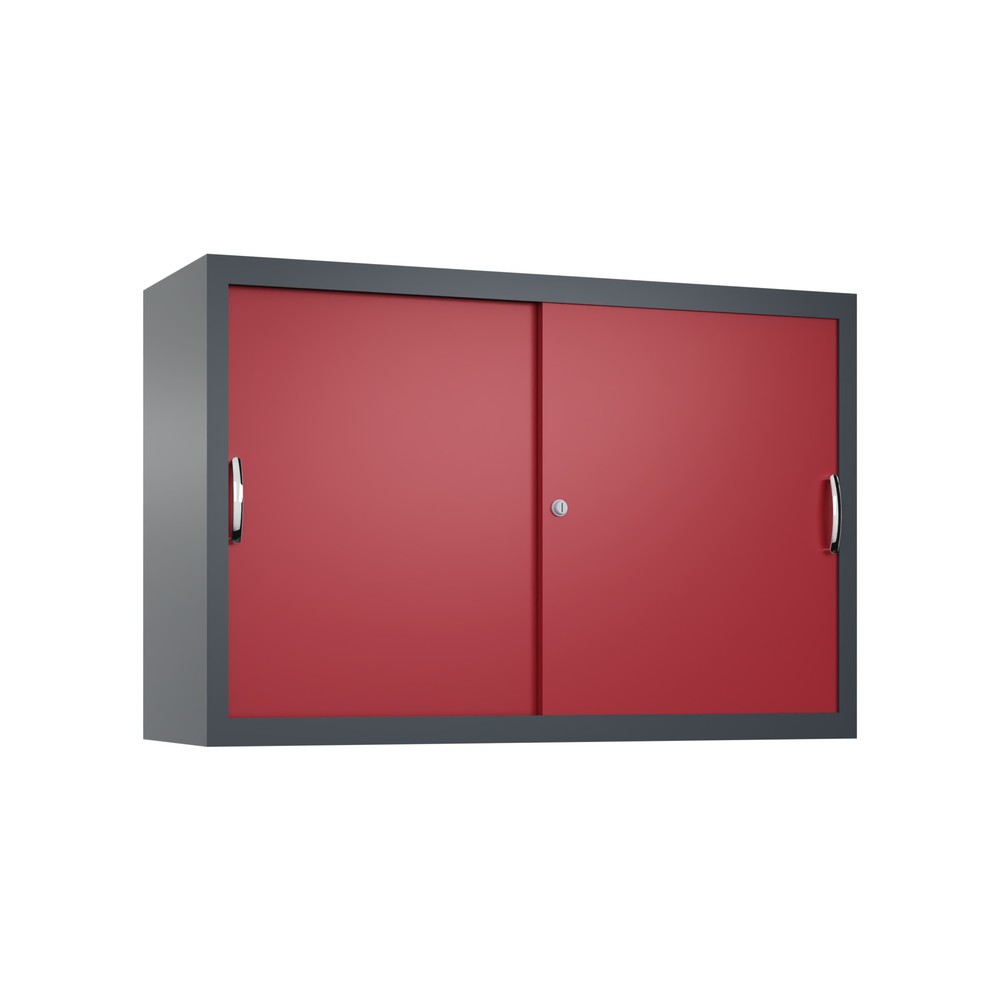 Produktabbildung Nr. 1: Aufsatzschrank für C+P Werkstatt-Schiebetürenschrank, 1 Fachboden, HxBxT 790 x 1.200 x 400 mm, rubinrot, anthrazitgrau