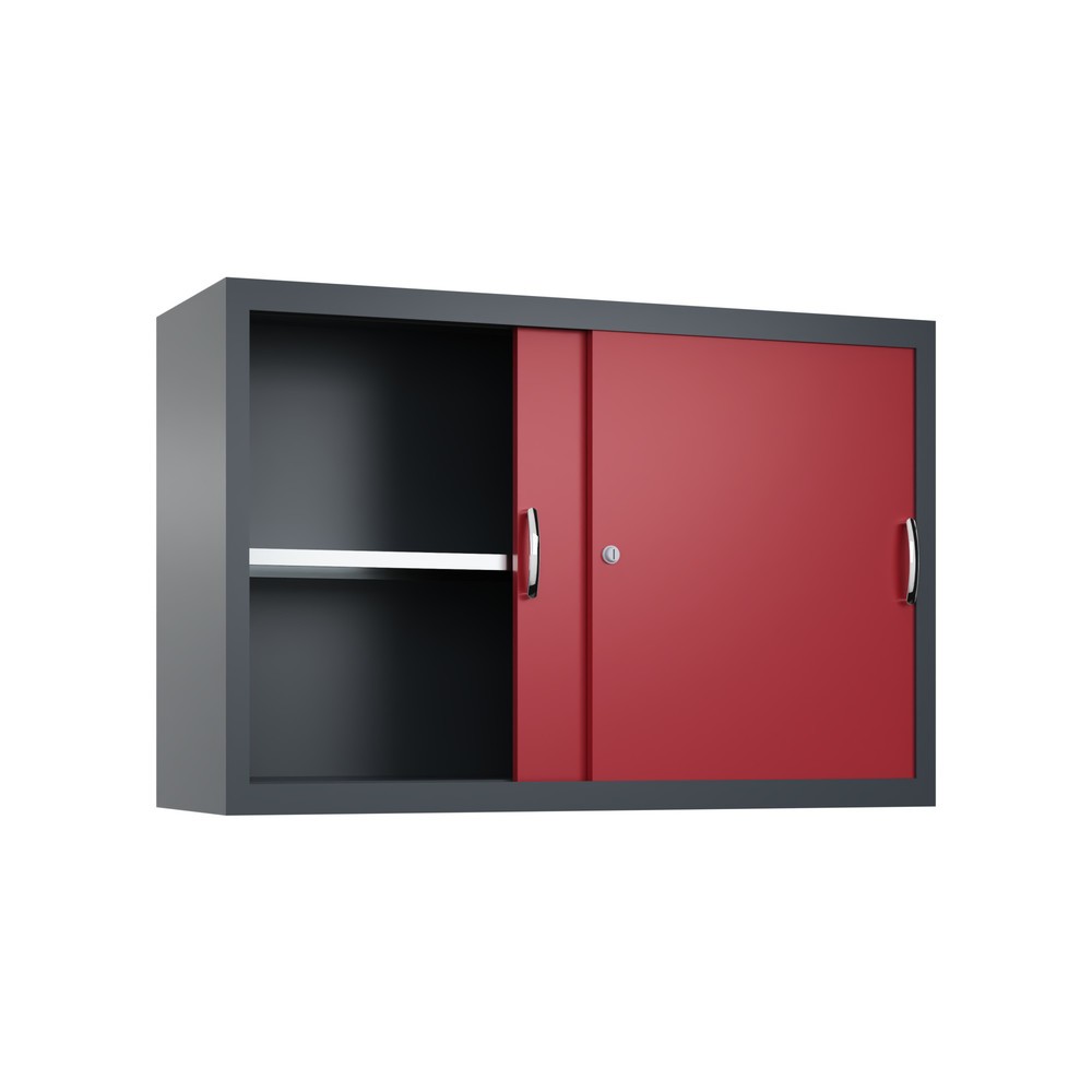 Produktabbildung Nr. 2: Aufsatzschrank für C+P Werkstatt-Schiebetürenschrank, 1 Fachboden, HxBxT 790 x 1.200 x 400 mm, rubinrot, anthrazitgrau