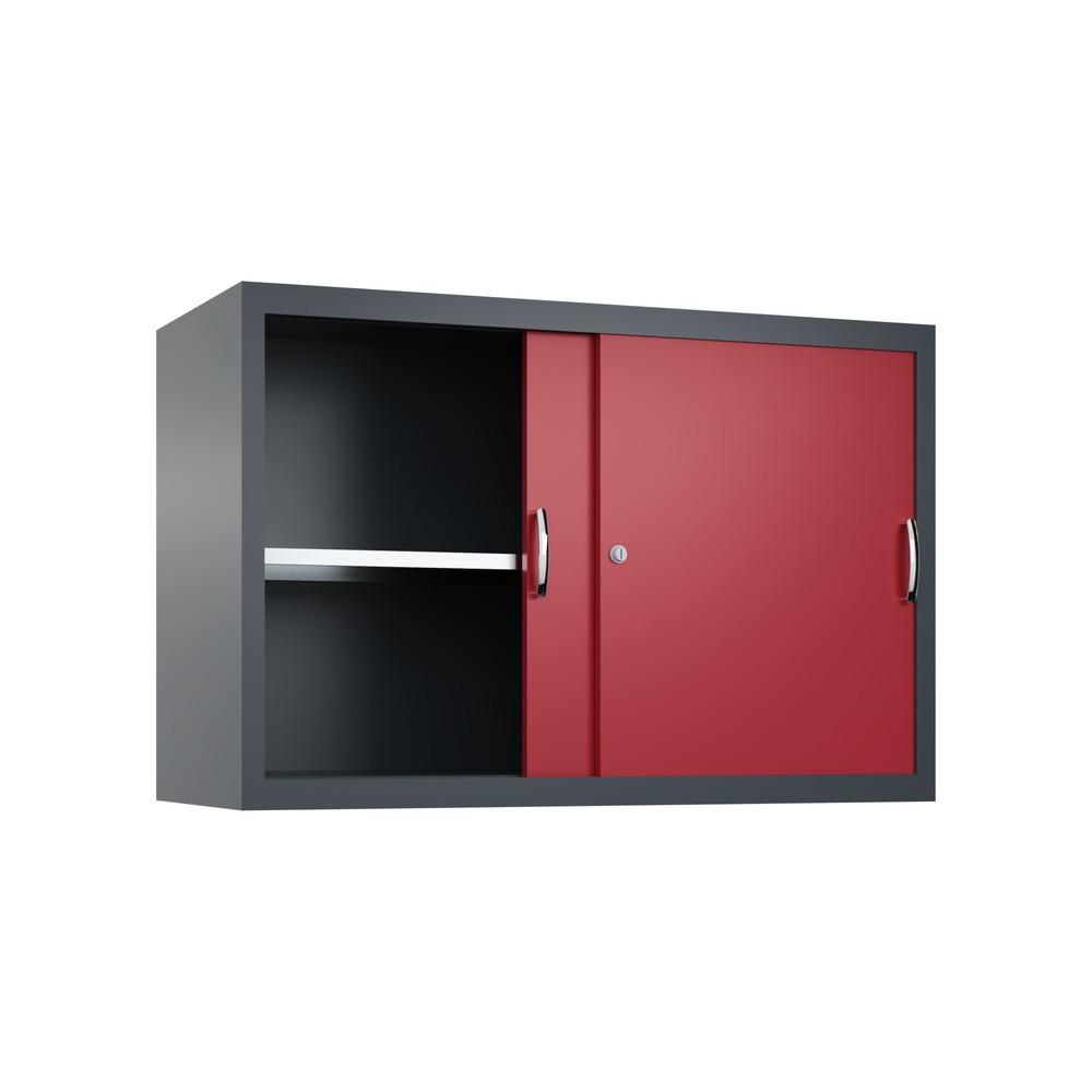 Produktabbildung Nr. 2: Aufsatzschrank für C+P Werkstatt-Schiebetürenschrank, 1 Fachboden, HxBxT 790 x 1.200 x 500 mm, anthrazitgrau, rubinrot