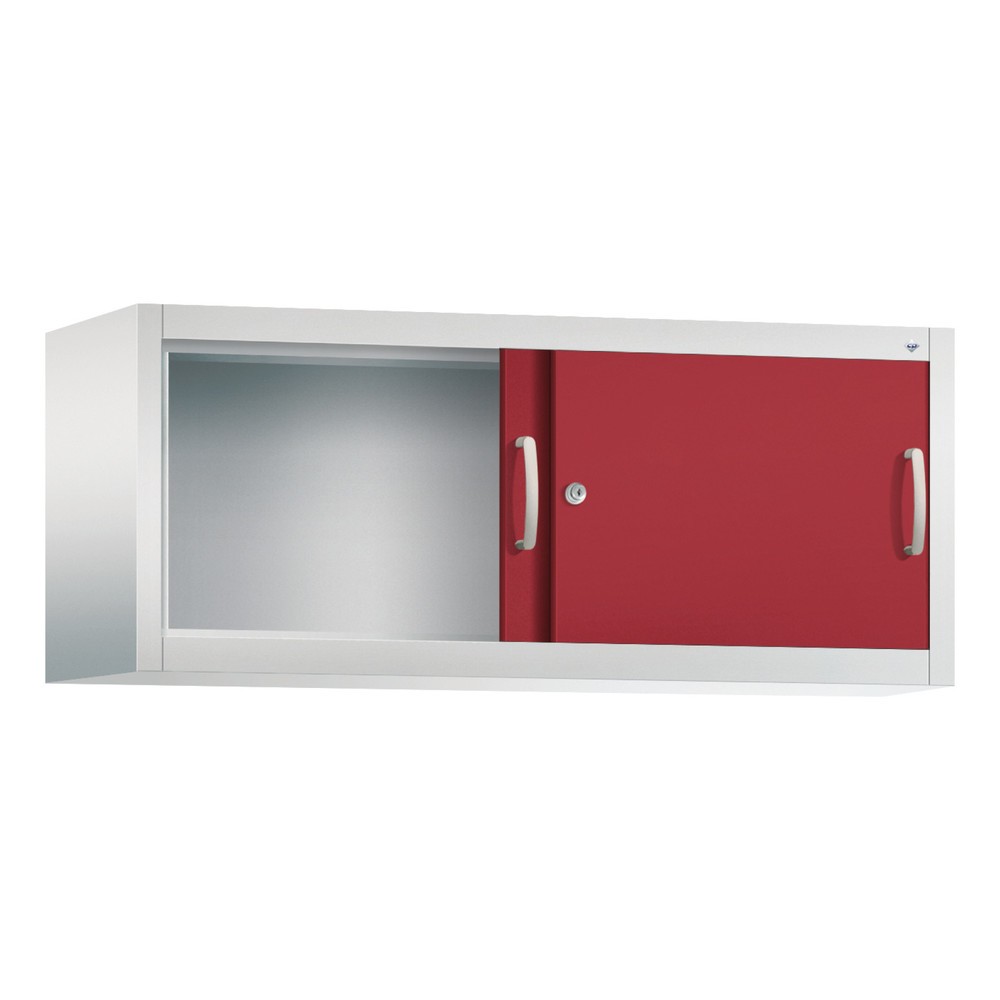 Produktabbildung Nr. 2: Aufsatzschrank für C+P Werkstatt-Schiebetürenschrank, HxBxT 500 x 1.200 x 400 mm, lichtgrau, rubinrot