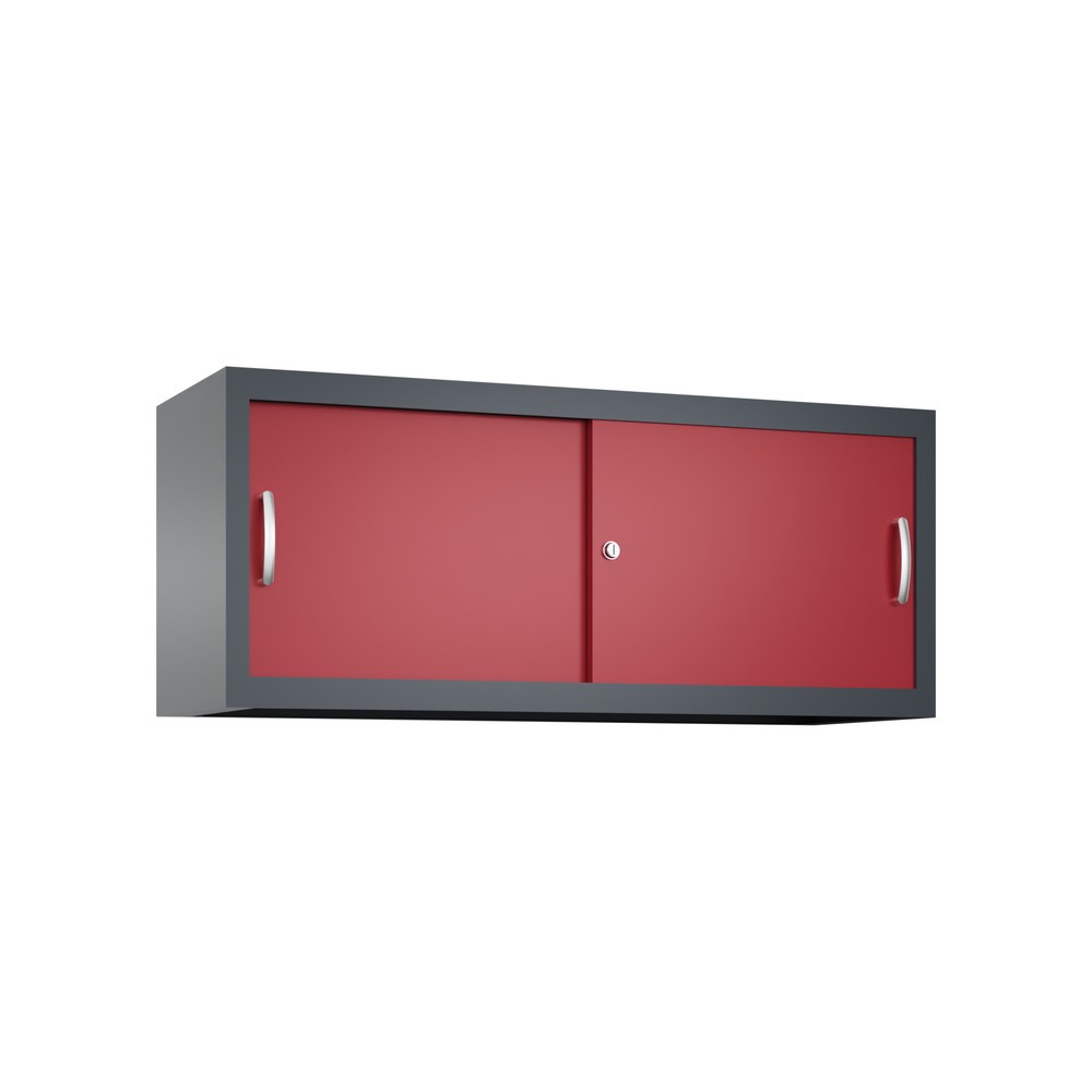Produktabbildung Nr. 1: Aufsatzschrank für C+P Werkstatt-Schiebetürenschrank, HxBxT 500 x 1.200 x 400 mm, anthrazitgrau, rubinrot