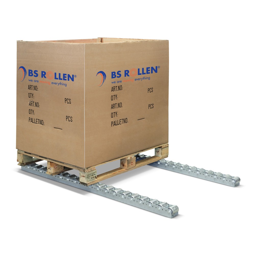 Produktabbildung: BS ROLLEN Paletten-Rollenschiene, Stahl, Längstransport, Quertransport Teilung 130 mm