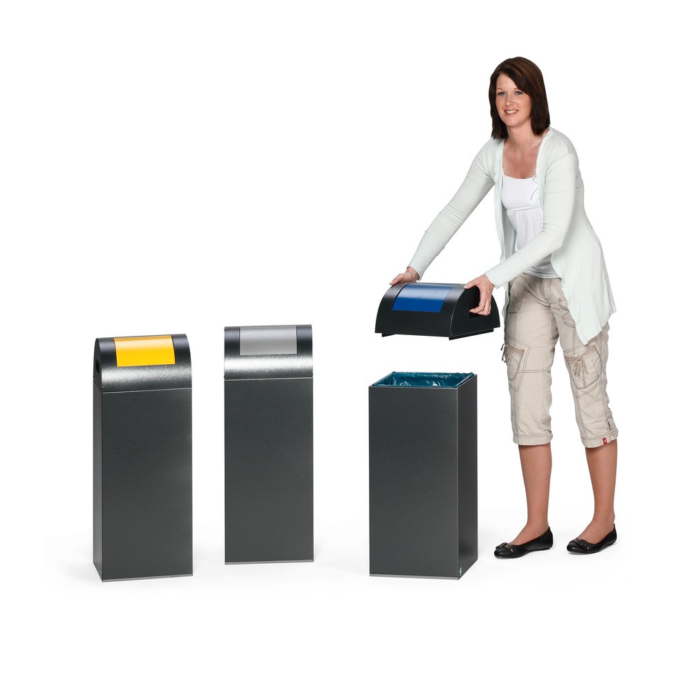 Produktabbildung Nr. 4: VAR® Wertstoffsammler, 60 Liter, selbstlöschend, Korpus antik-silber, Deckel rund/gelb