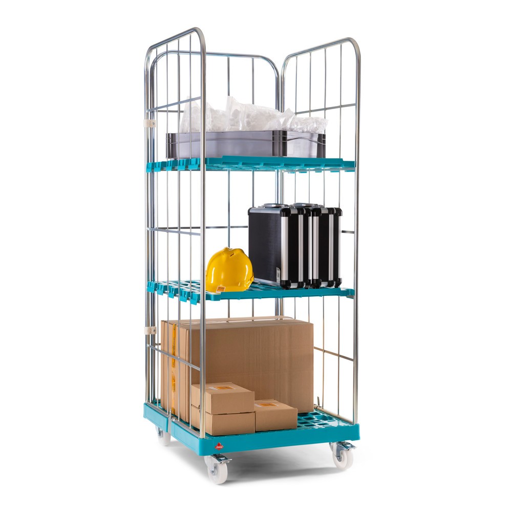 Produktabbildung Nr. 6: Ameise® Bac à roulettes, 3 côtés, à mailles grossières, électro-zingué, plateau à roulettes en plastique, HxlxP 1 830 x 724 x 815 mm
