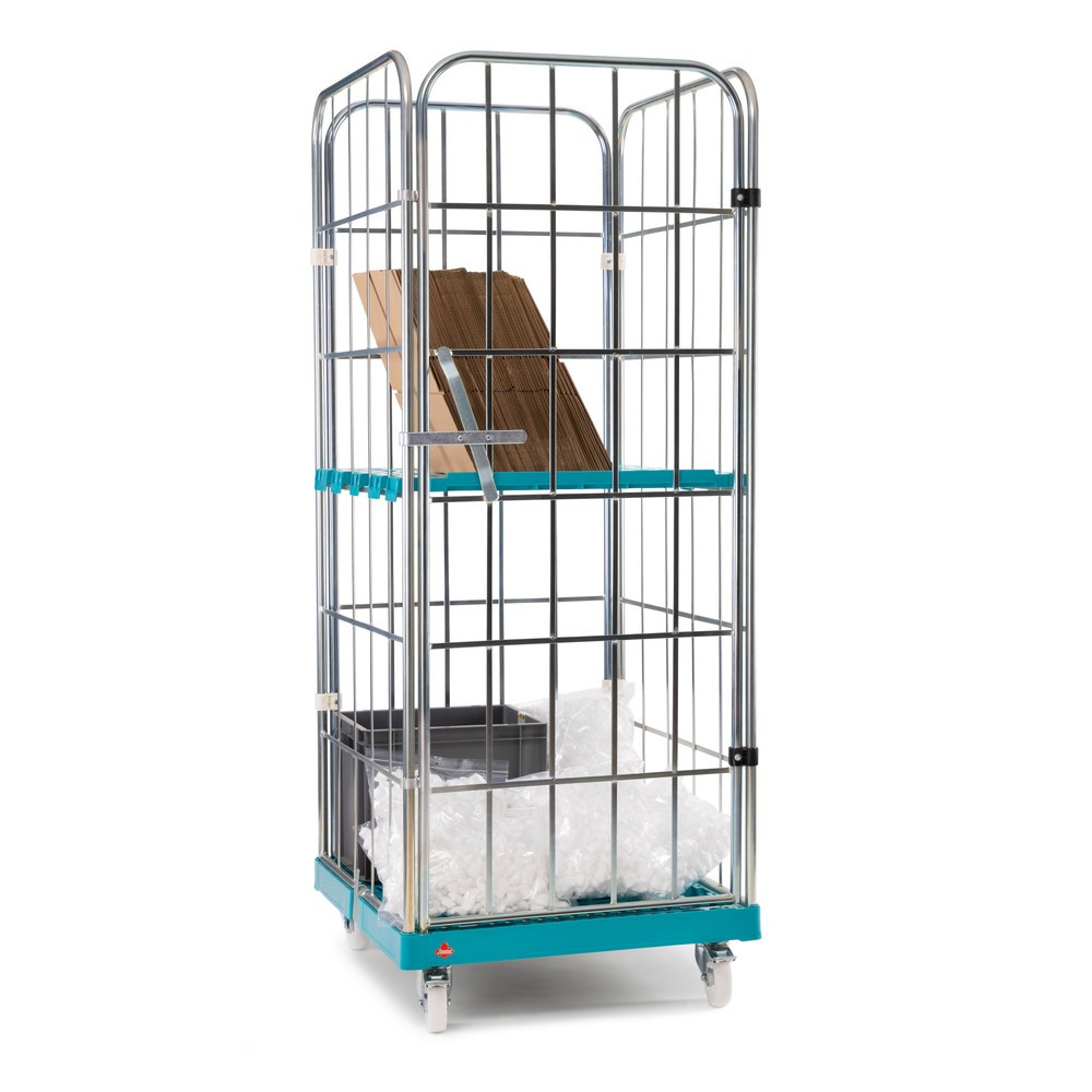 Produktabbildung Nr. 5: Ameise® Bac à roulettes, 4 côtés, à mailles grossières, électro-zingué, plateau à roulettes en plastique, HxlxP 1 830 x 724 x 815 mm, avec paroi avant pivotante d'une seule pièce