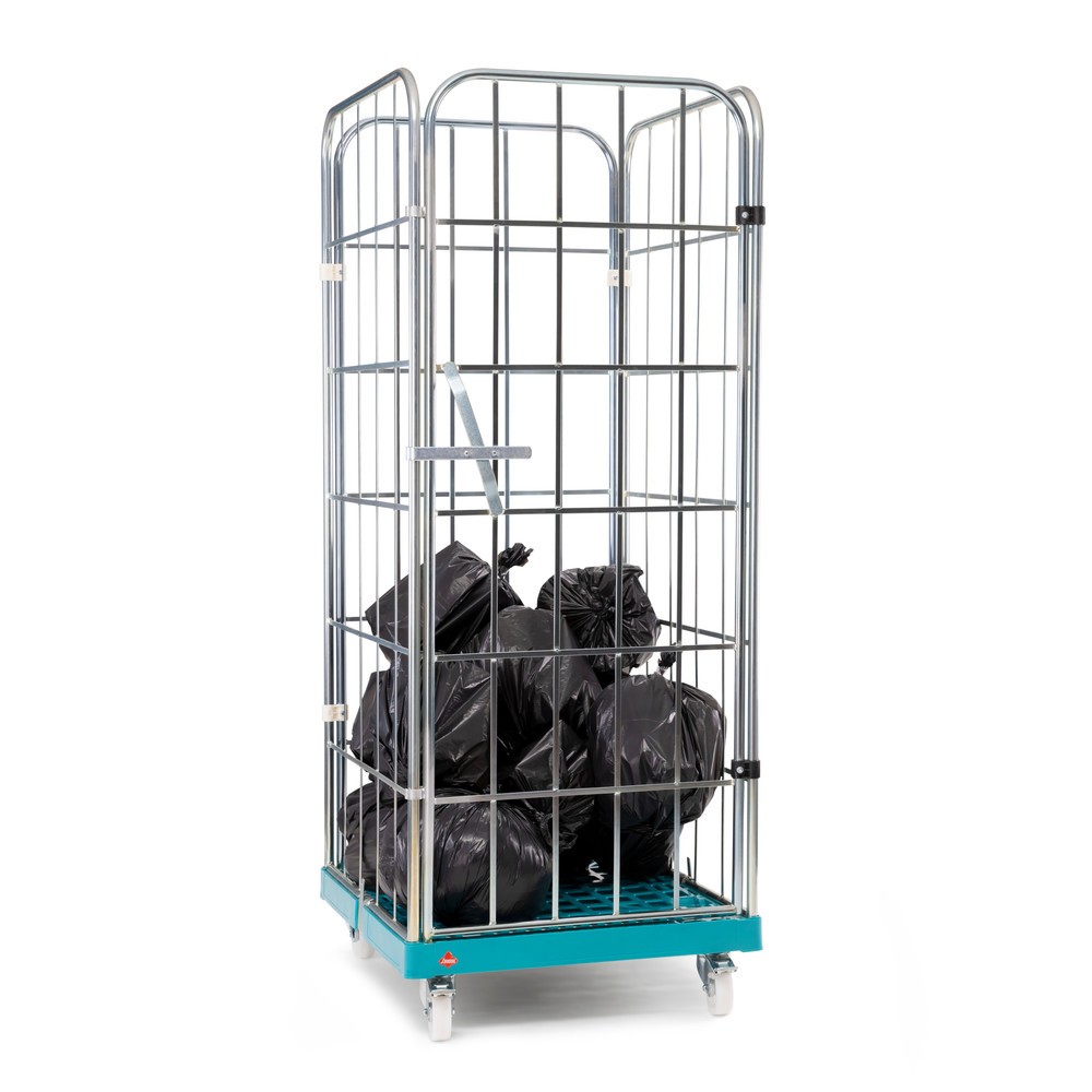 Produktabbildung Nr. 6: Ameise® Bac à roulettes, 4 côtés, à mailles grossières, électro-zingué, plateau à roulettes en plastique, HxlxP 1 830 x 724 x 815 mm, avec paroi avant pivotante d'une seule pièce