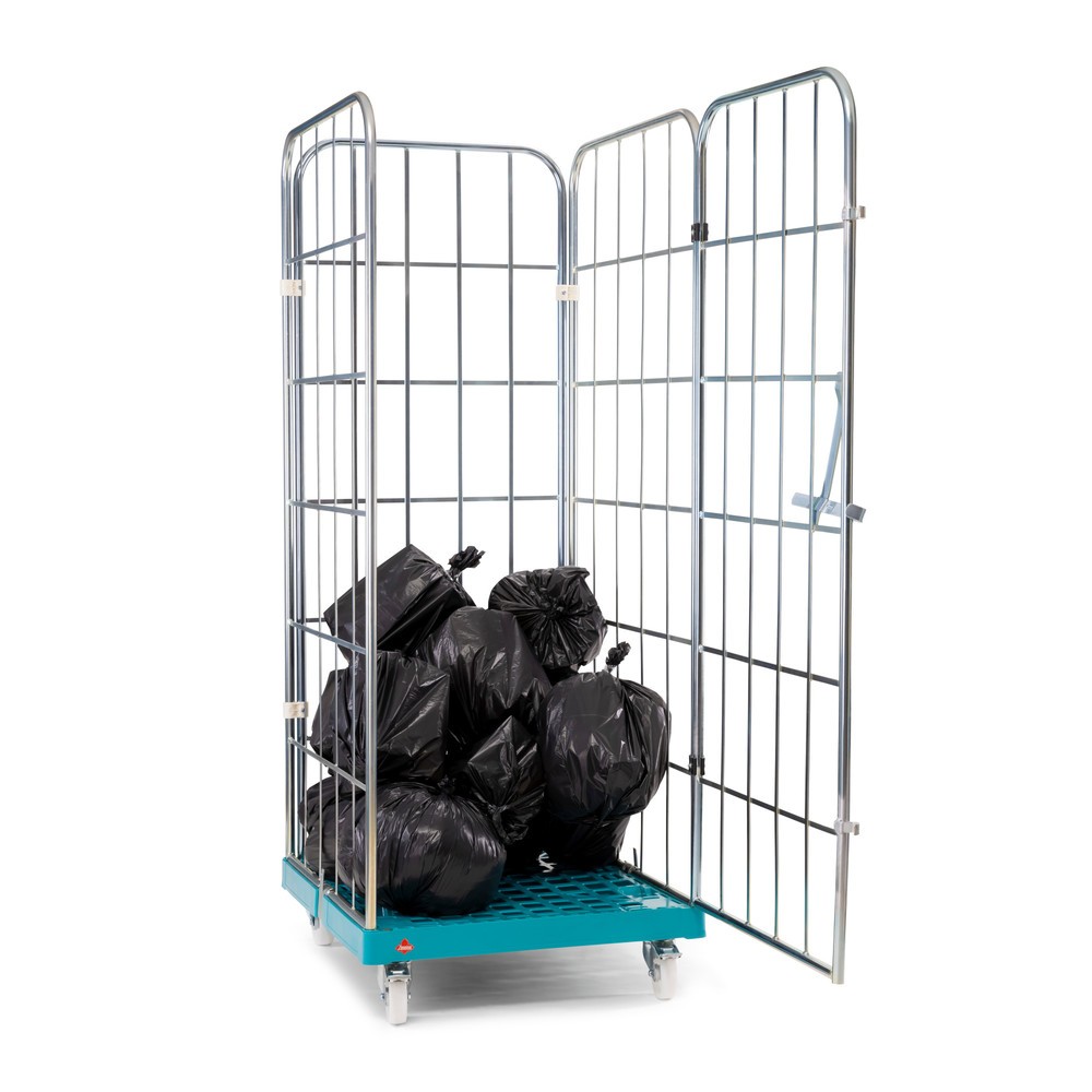 Produktabbildung Nr. 9: Ameise® Bac à roulettes, 4 côtés, à mailles grossières, électro-zingué, plateau à roulettes en plastique, HxlxP 1 830 x 724 x 815 mm, avec paroi avant pivotante d'une seule pièce