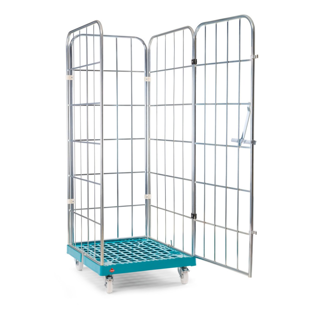 Illustration du produit: Ameise® Bac à roulettes, 4 côtés, à mailles grossières, électro-zingué, plateau à roulettes en plastique, HxlxP 1 830 x 724 x 815 mm, avec paroi avant pivotante d'une seule pièce