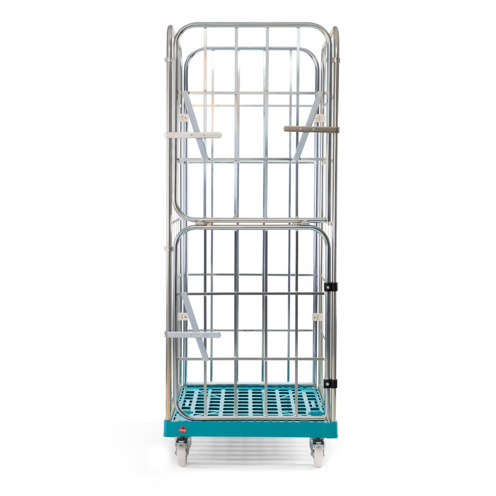 Produktabbildung Nr. 2: Ameise® Bac à roulettes, 4 côtés, à mailles grossières, électro-zingué, plateau à roulettes en plastique, HxlxP 1 830 x 724 x 815 mm, avec paroi avant rabattable en deux parties