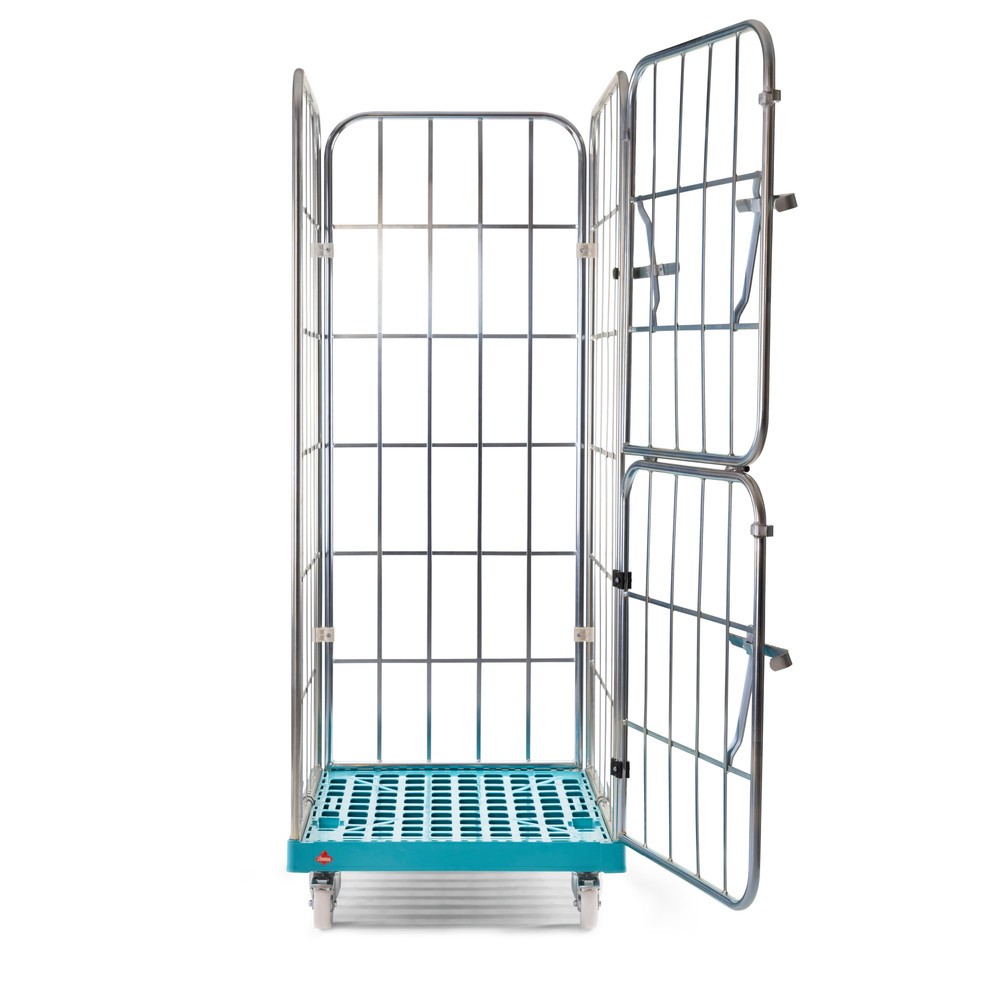 Produktabbildung Nr. 3: Ameise® Bac à roulettes, 4 côtés, à mailles grossières, électro-zingué, plateau à roulettes en plastique, HxlxP 1 830 x 724 x 815 mm, avec paroi avant rabattable en deux parties