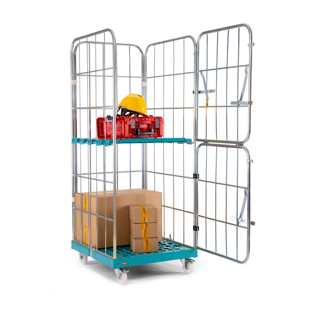 Produktabbildung Nr. 4: Ameise® Bac à roulettes, 4 côtés, à mailles grossières, électro-zingué, plateau à roulettes en plastique, HxlxP 1 830 x 724 x 815 mm, avec paroi avant rabattable en deux parties