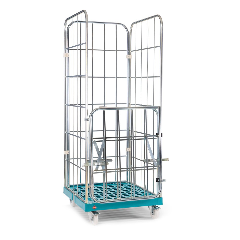 Produktabbildung Nr. 6: Ameise® Bac à roulettes, 4 côtés, à mailles grossières, électro-zingué, plateau à roulettes en plastique, HxlxP 1 830 x 724 x 815 mm, avec paroi avant rabattable en deux parties