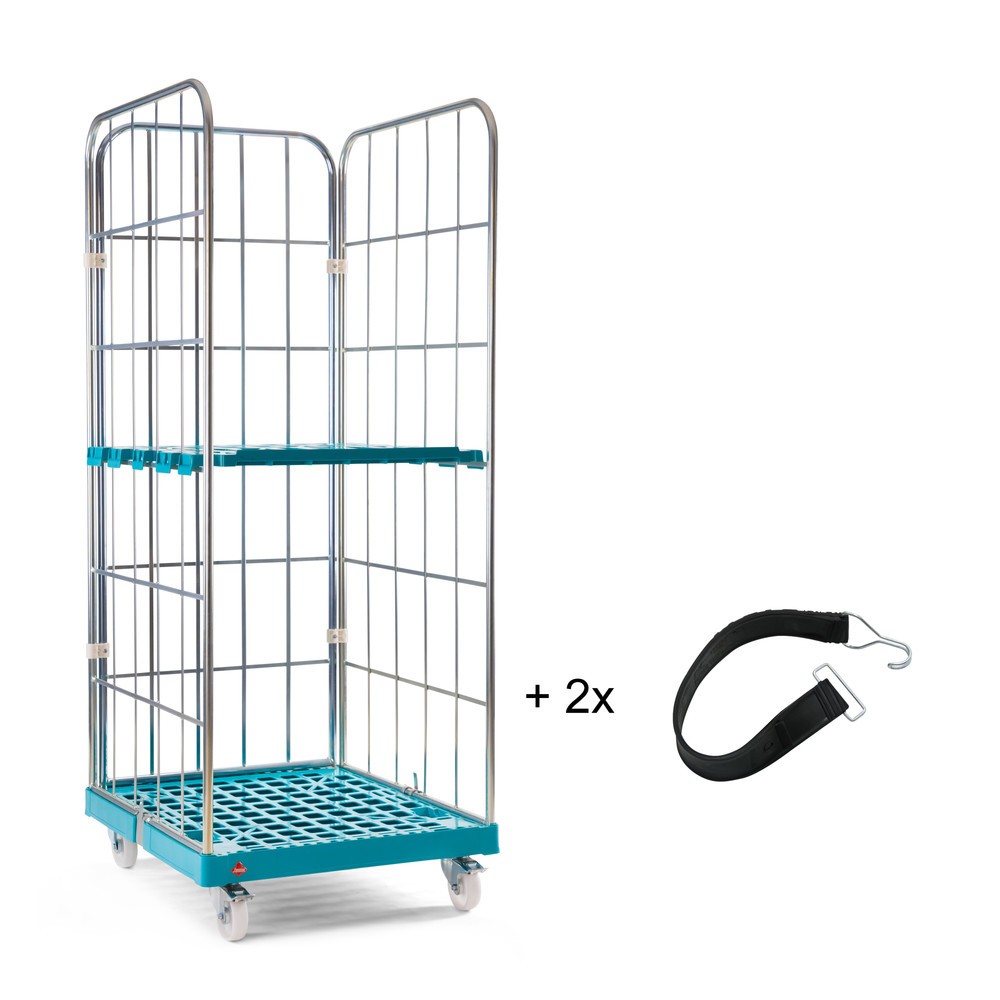 Illustration du produit: Ameise® Bac à roulettes ARB1, 3 côtés, électro-zingué, plateau à roulettes en plastique, HxlxP 1 640 x 724 x 815 mm, y compris 1 plateau intermédiaire et 2 sangles