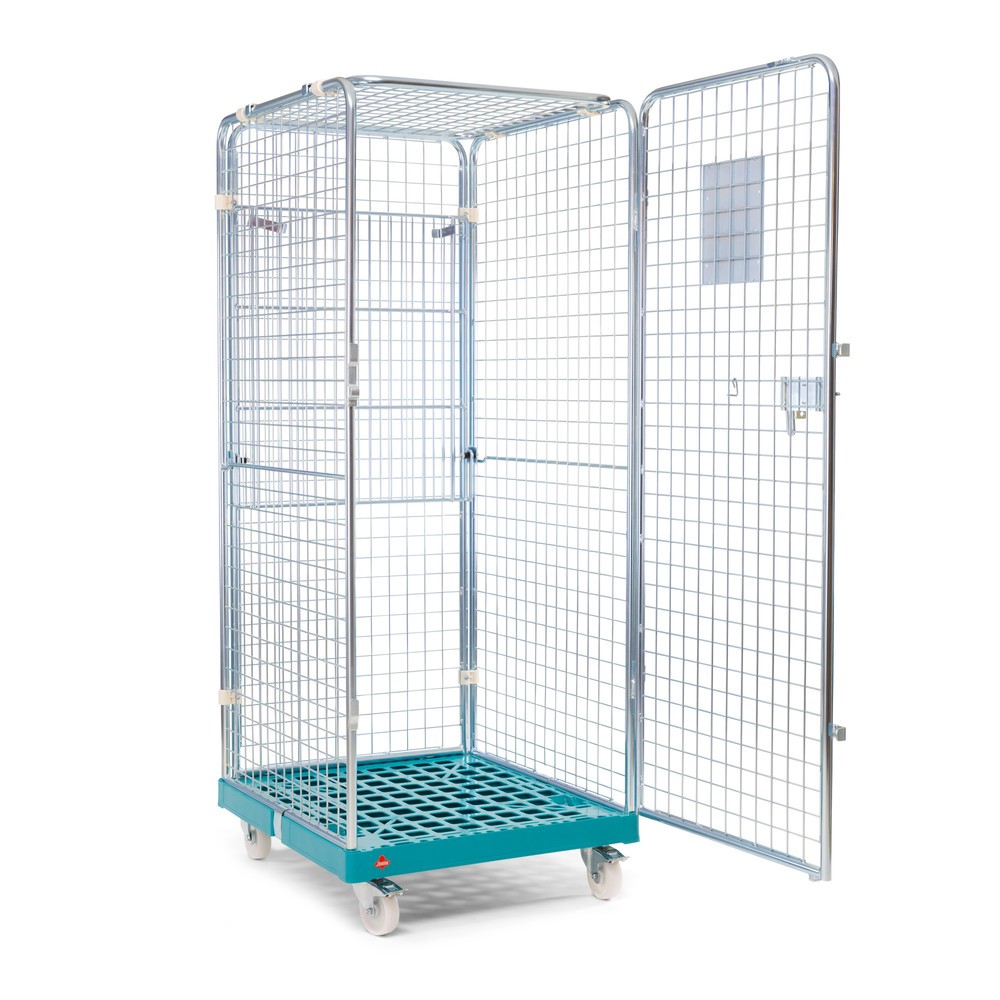 Produktabbildung Nr. 1: Ameise® Bac à roulettes antivol, 5 côtés, électro-zingué, plateau à roulettes en plastique, HxlxP 1 810 x 724 x 815 mm, avec plateau intermédiaire rabattable