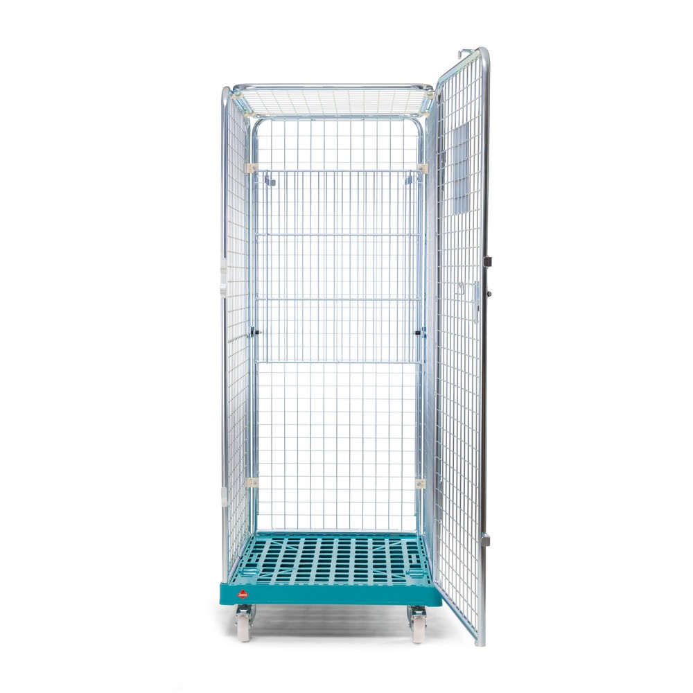 Produktabbildung Nr. 7: Ameise® Bac à roulettes antivol, 5 côtés, électro-zingué, plateau à roulettes en plastique, HxlxP 1 810 x 724 x 815 mm, avec plateau intermédiaire rabattable