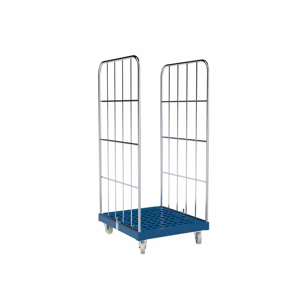 Illustration du produit: Bac à roulettes Classic, 2 côtés, à mailles fines, galvanisé bleu, plateau à roulettes en plastique, HxlxP 1 650 x 724 x 815 mm, bleu gentiane